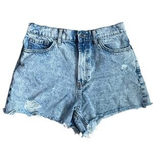BDG Light Acid Wash High Rise‎ Distressed Cut-off Jean Shorts Size 28